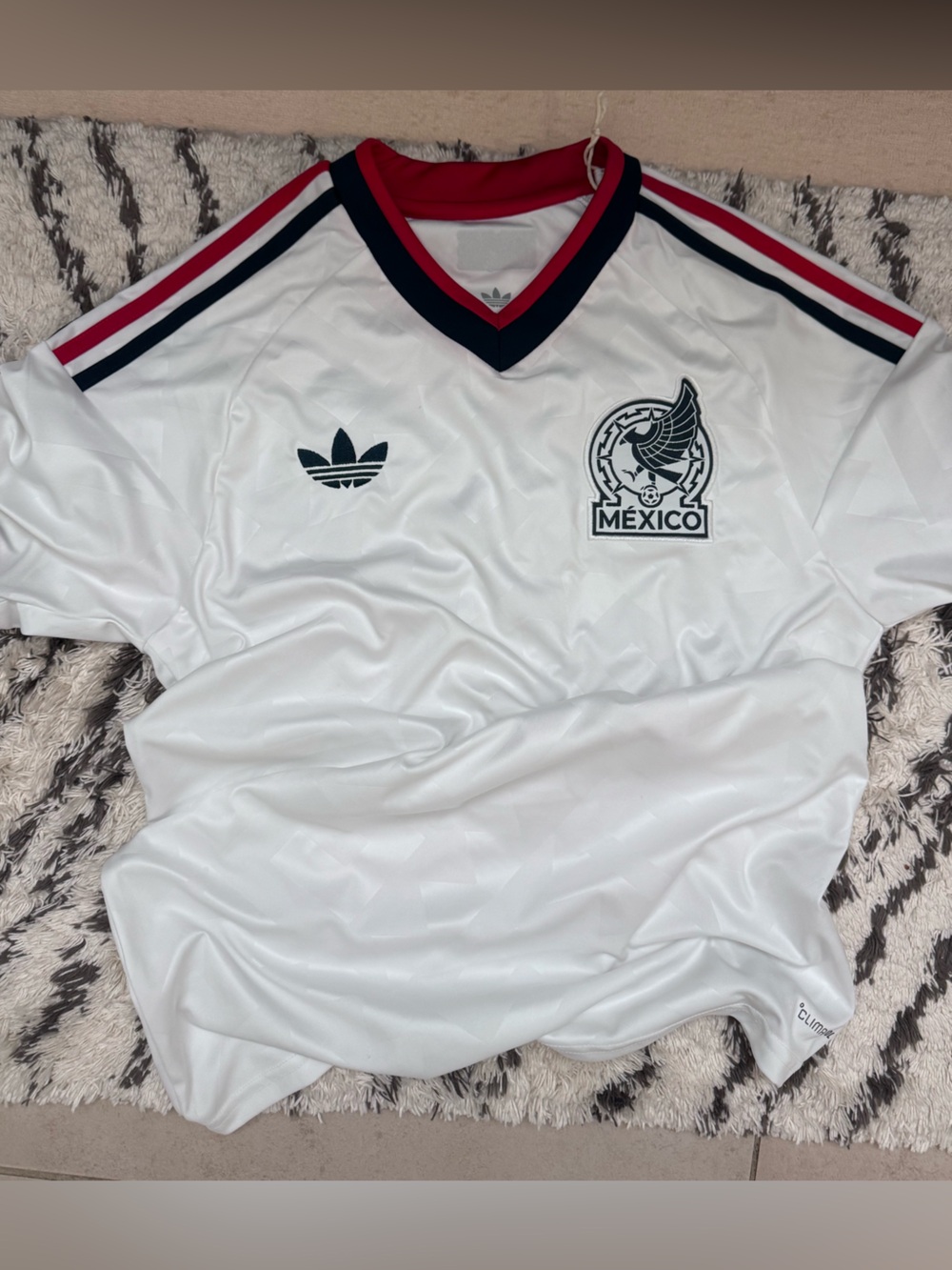 adidas White Mexico Soccer Jersey & Red Accents